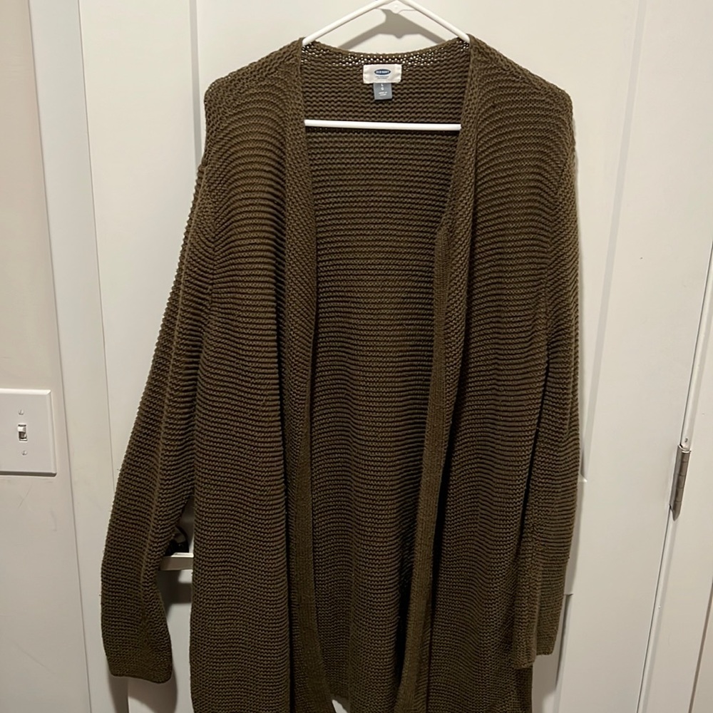 Old Navy knit oversized duster- olive green sz L